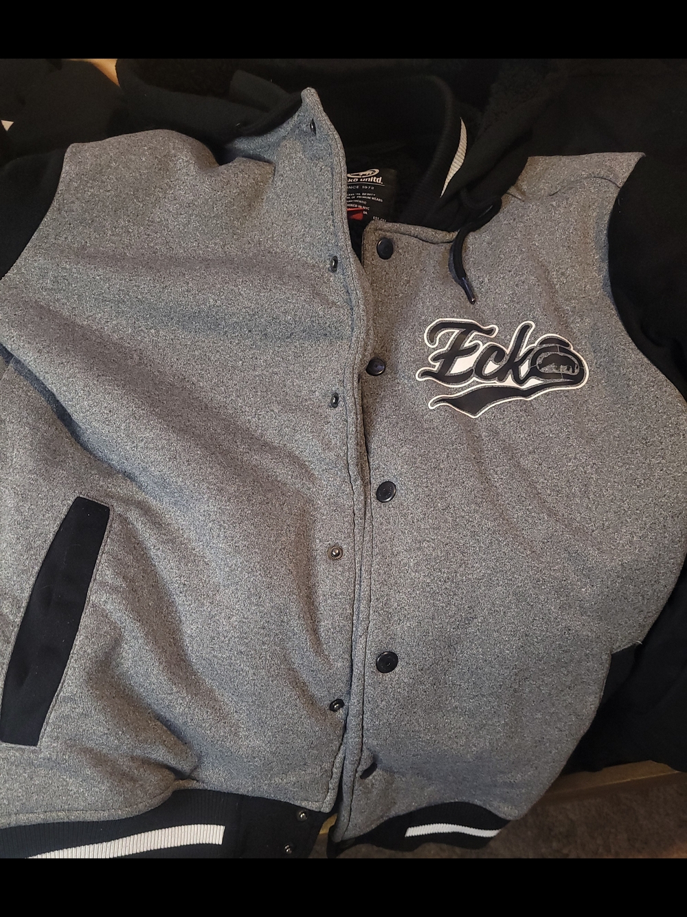 Ecko Unlimited Hooded Sherpa Lined Varsity Jacket Size Small